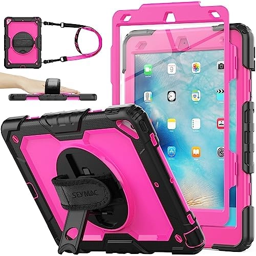 Seymac Stock Shockproof Rotating Stand Case with Pencil Holder and Screen Protector for iPad Air (3rd generation) 10.5-inch (2019) / iPad Pro 10.5-inch (2017)