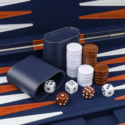 Backgammon Set - PU Leather Case Grey