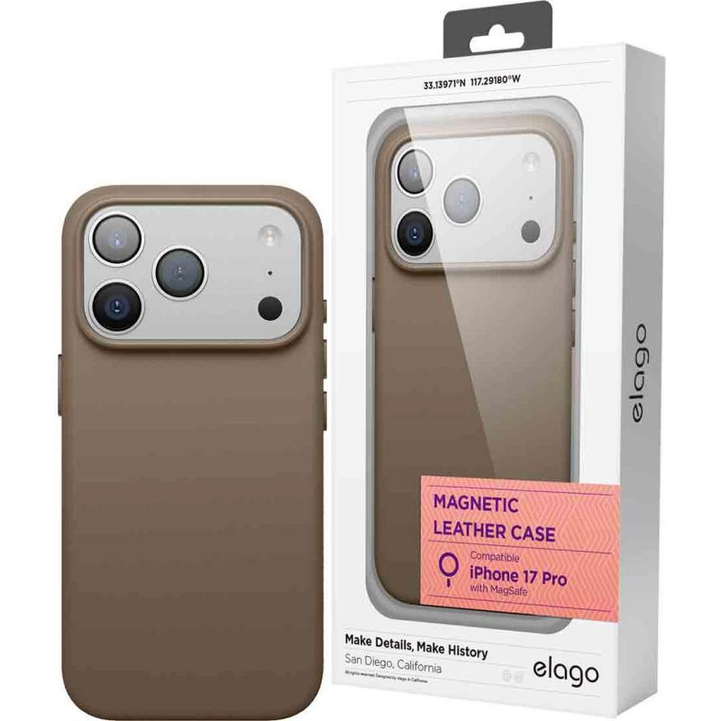 Magnetic Leather Back Cover with MagSafe for iPhone 17 Pro