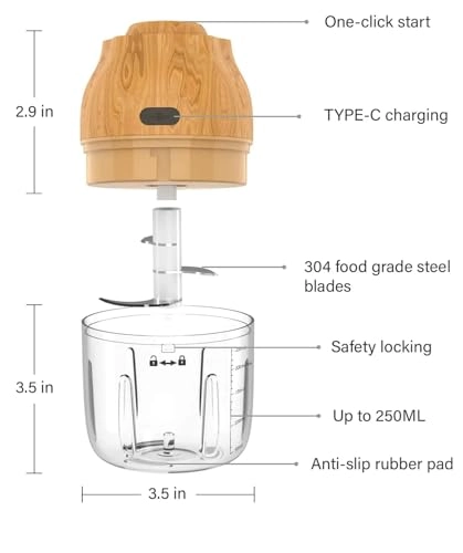 Electric Garlic, Fruit and Vegetable Chopper - 250ml Cordless
