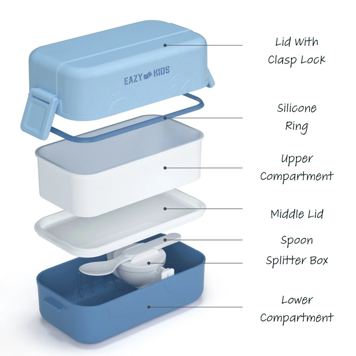 3/4/5 Compartment Convertible Bento Lunch Box - 1250ml