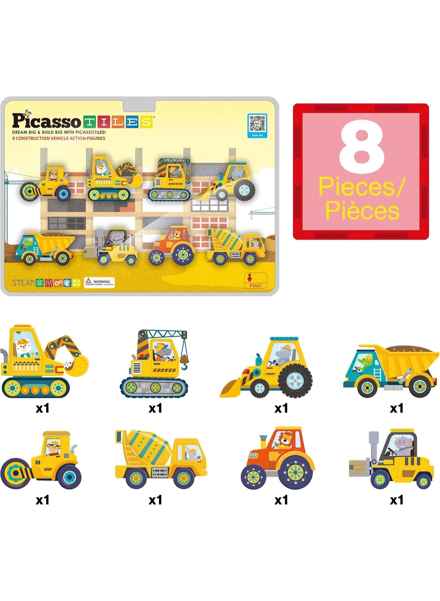 Magnet Building Tile Blocks Addon - Vehicles & Zoo 8pcs