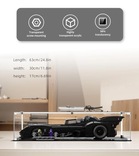 Lego DC Super Heroes 1989 Batmobile Acrylic Display Case (76139) - 63 x 30 x 17 cm Transparent