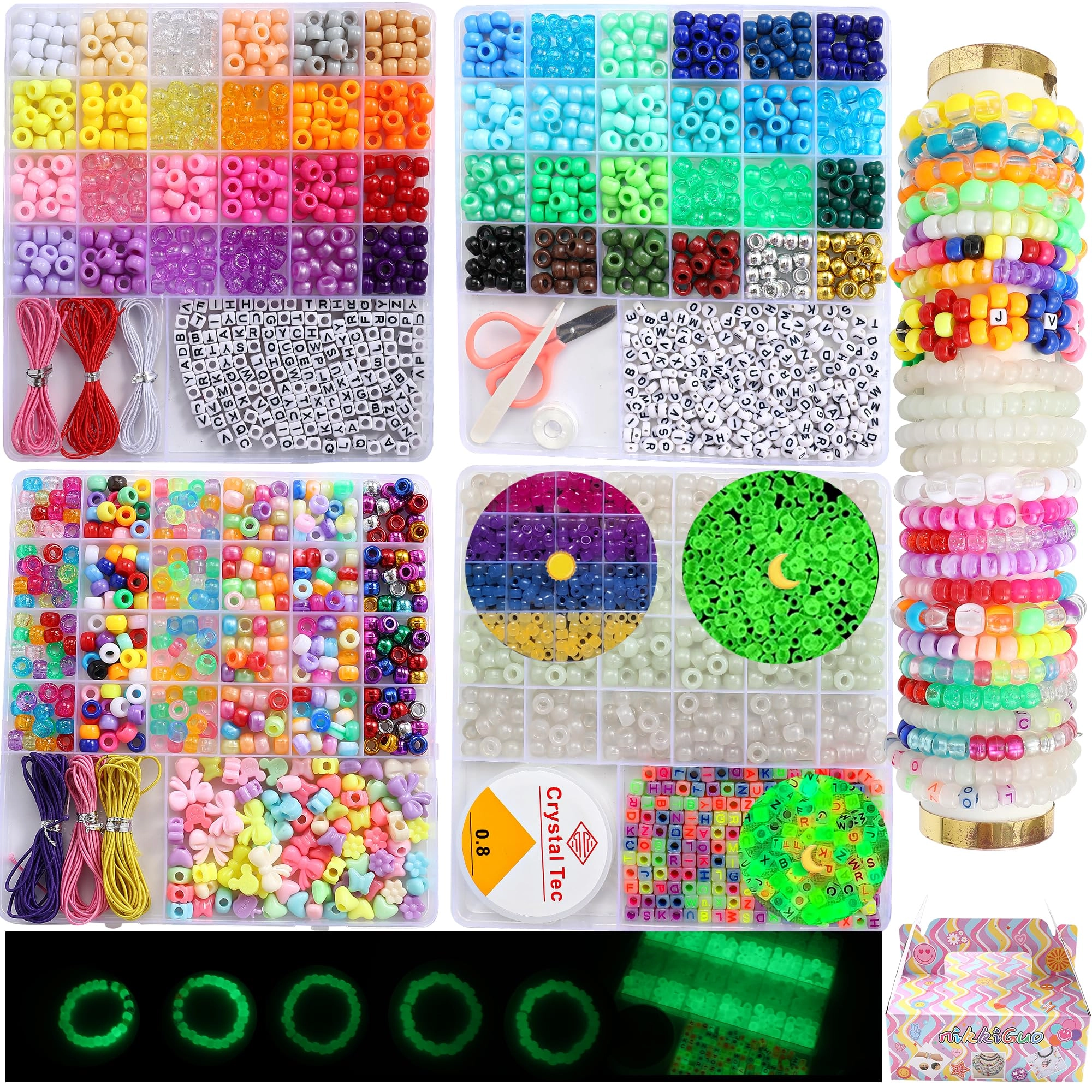 nikkiguo Jewelry Making Kit - 6380 PCS 24 Colors Seed Beads