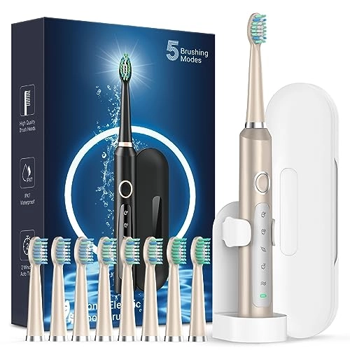 Sonic Electric Toothbrush - 8 Heads Travel Case Light Blue