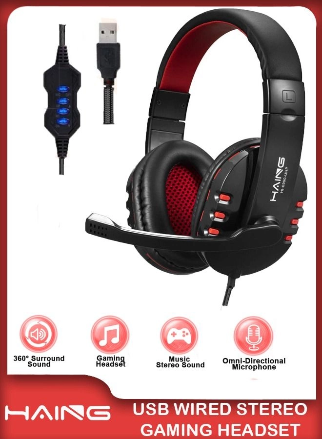 Haing USB Gaming Headphone Wired Headset