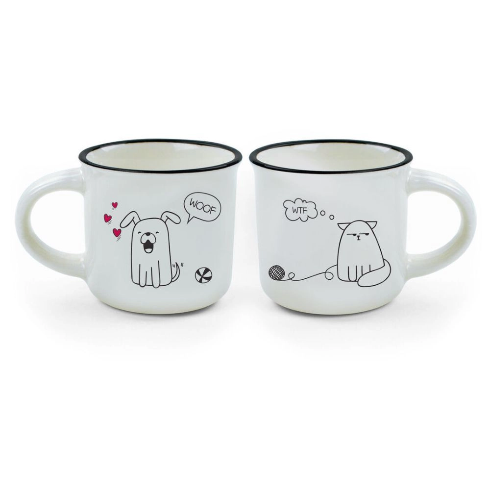 Legami Espresso for Two Porelain Coffee Mug Dog & Cat - 2 pcs - 50 ml