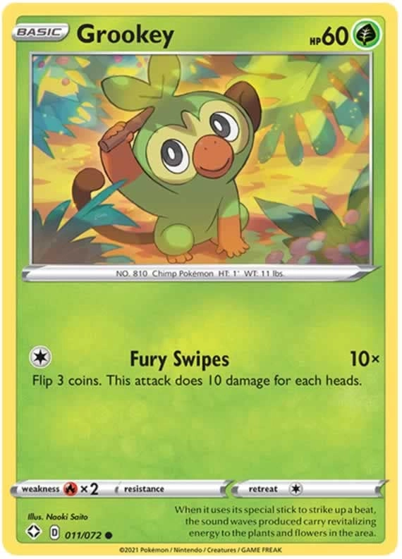 Pokémon Pokemon Grookey 011/072 - English - 1pcs + Toploader
