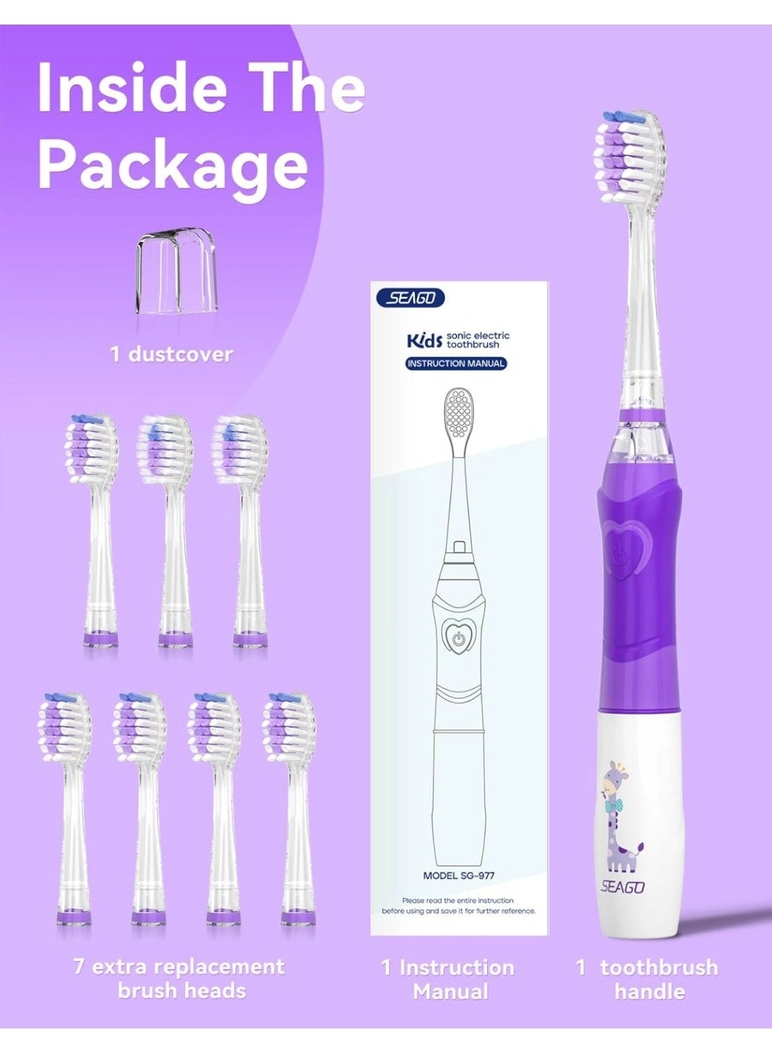 SG-2159 - 8 Soft Toothbrush Heads LED Light 2-Minute Timer