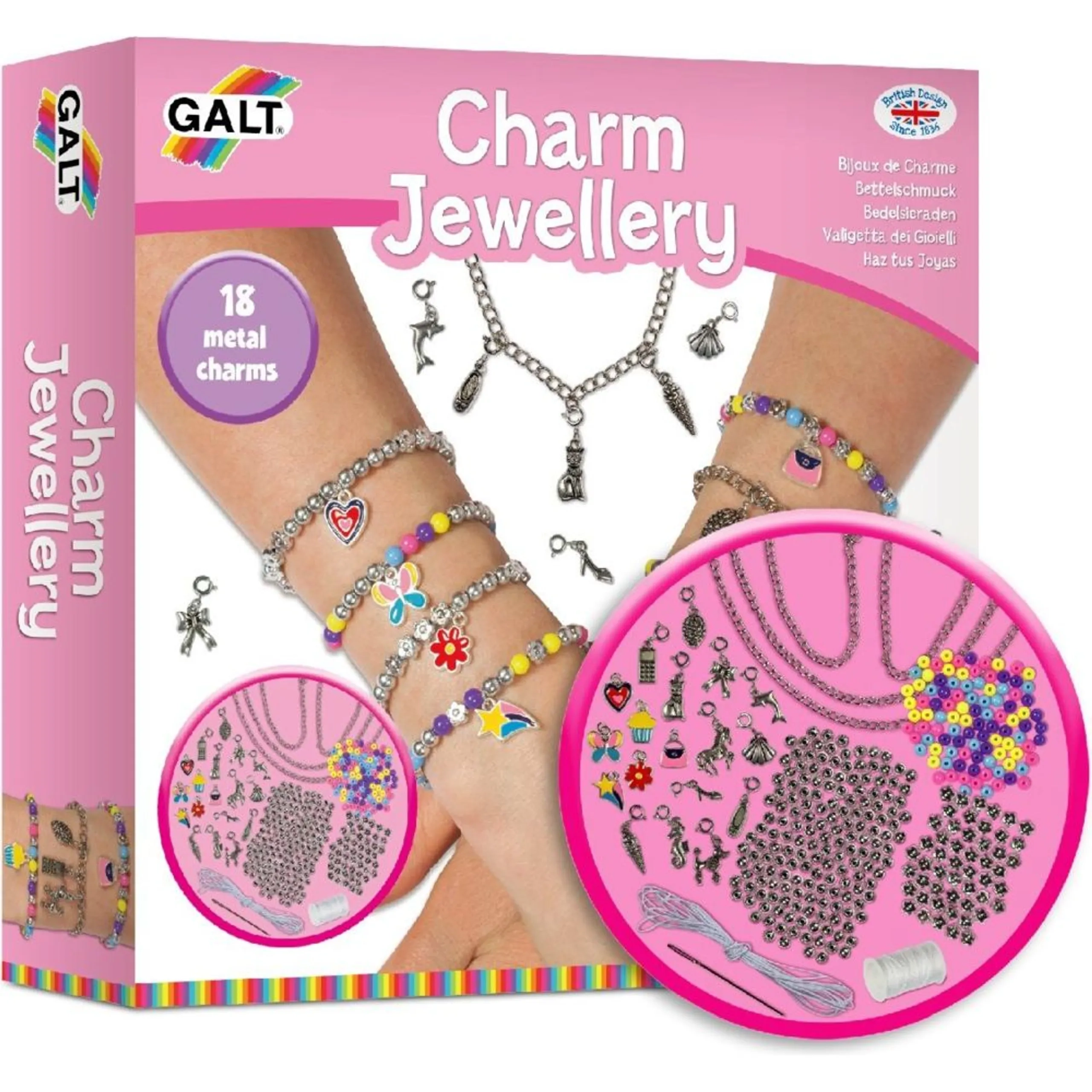 Galt Toys DIY Charm Jewellery Set - 18 metal charms 300 beads
