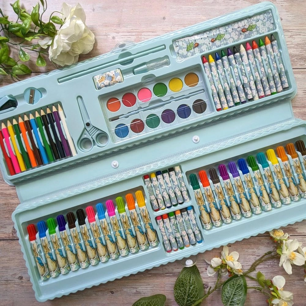 Art Set - Peter Rabbit Pin Up - 87 Piece crayons, markers, paints, and brushes