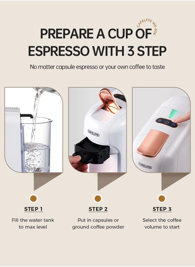 5-in-1 Automatic Capsule Coffee Machine - Hot & Cold, 7-Level LED, Multi-Capsule Compatible