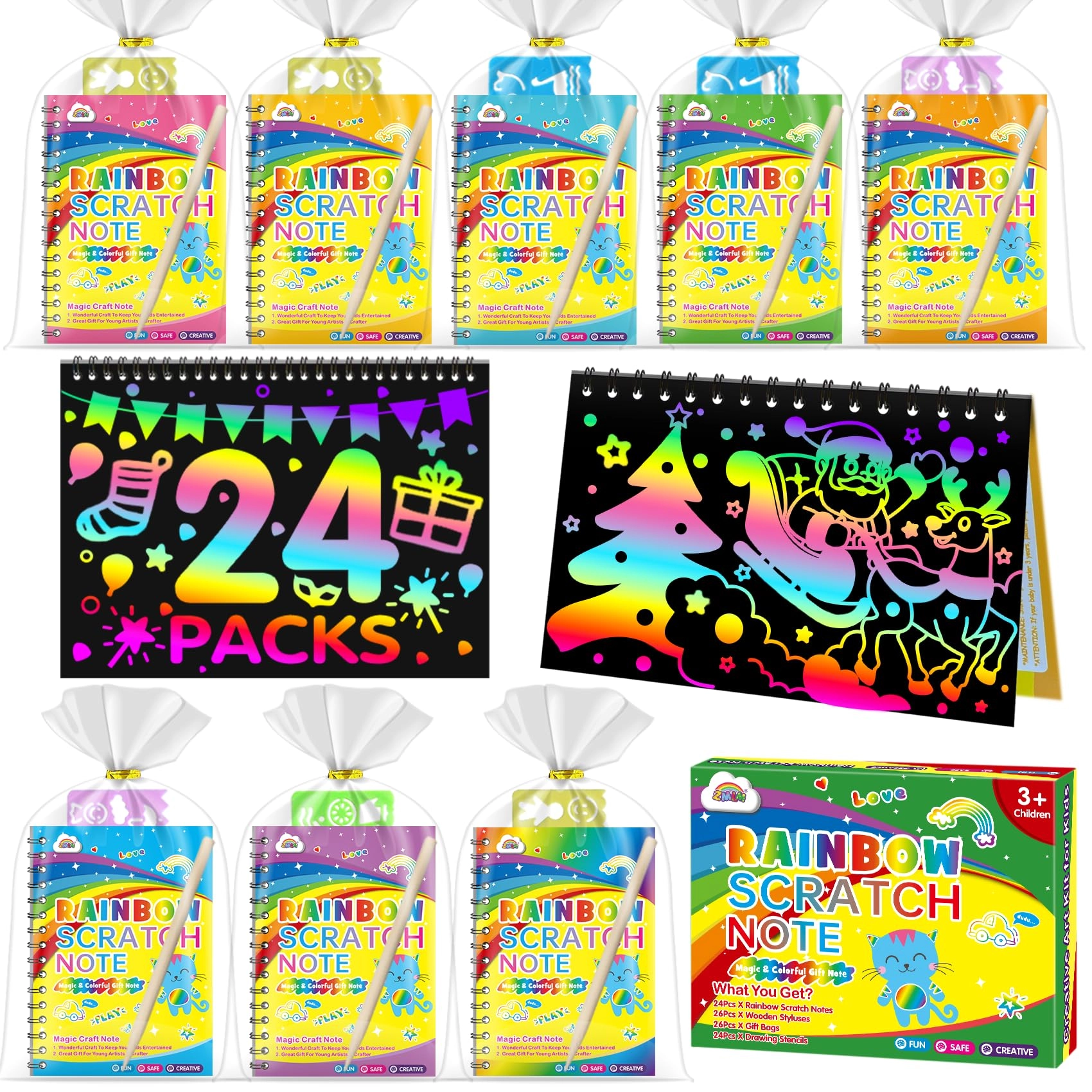 zmlm Scratch Art Party Bag Fillers - Ages 4-9 24 Pack
