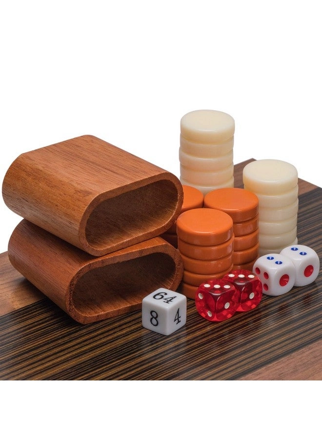 Wood Inlay Backgammon Game Set - Brown Acrylic