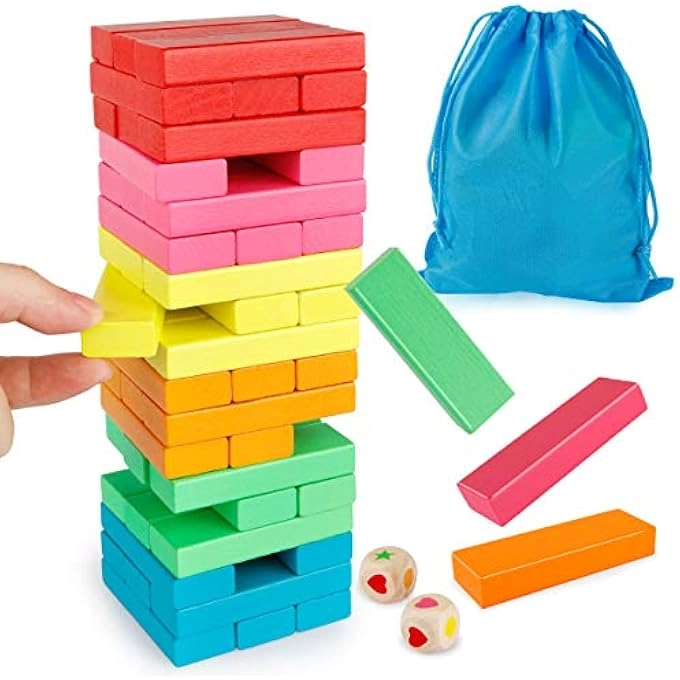 Wooden Blocks Stacking Game - 4+ 54 pieces