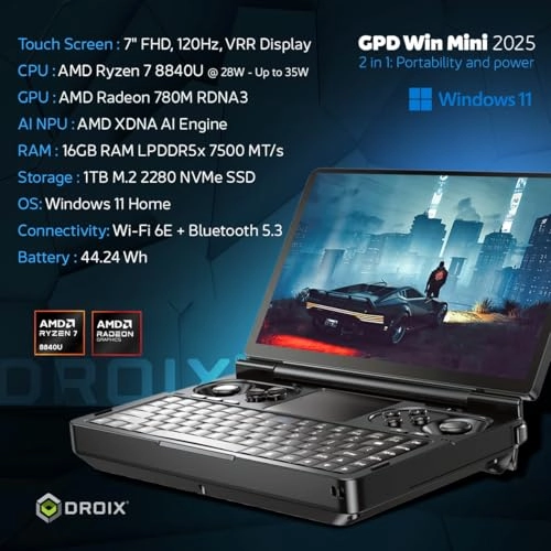 Win Mini 2025 8840U - 7'' Ryzen 7 8840U 16GB DDR5 1TB NVMe SSD