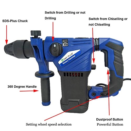 Electric Hammer Drill - 1500W 3 Modes 360°Rotating Handle