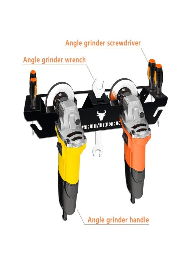 Angle Grinder Stand - Multi-Tool Holder + Bench Grinder Wall Mount - Quick-Install Brackets