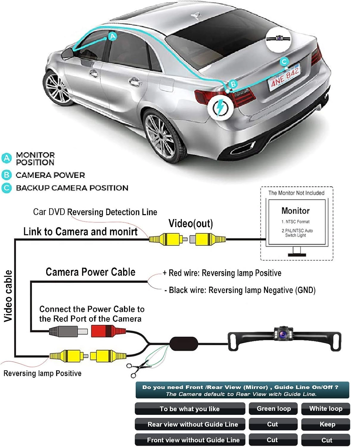 Backup Camera - Night vision Wired 960(H) * 576(V)