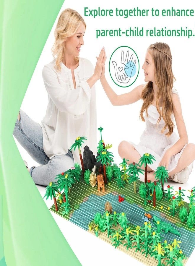 Jungle Trees Building Bricks - 2 Base Plates (10 x 10 inch) Rainforest Plants
