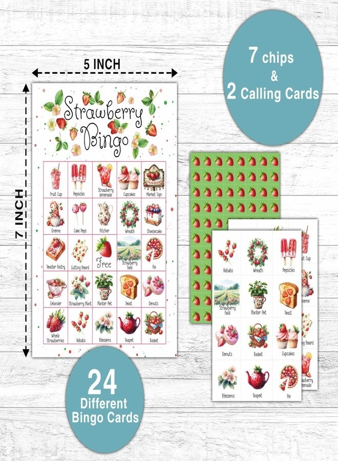 Strawberry Bingo Games - 24 Players Summer Berry Bingo Card