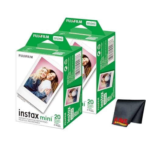 Instax Mini Instant Film - 40 Sheets + 6AVE Microfiber Cleaning Cloth