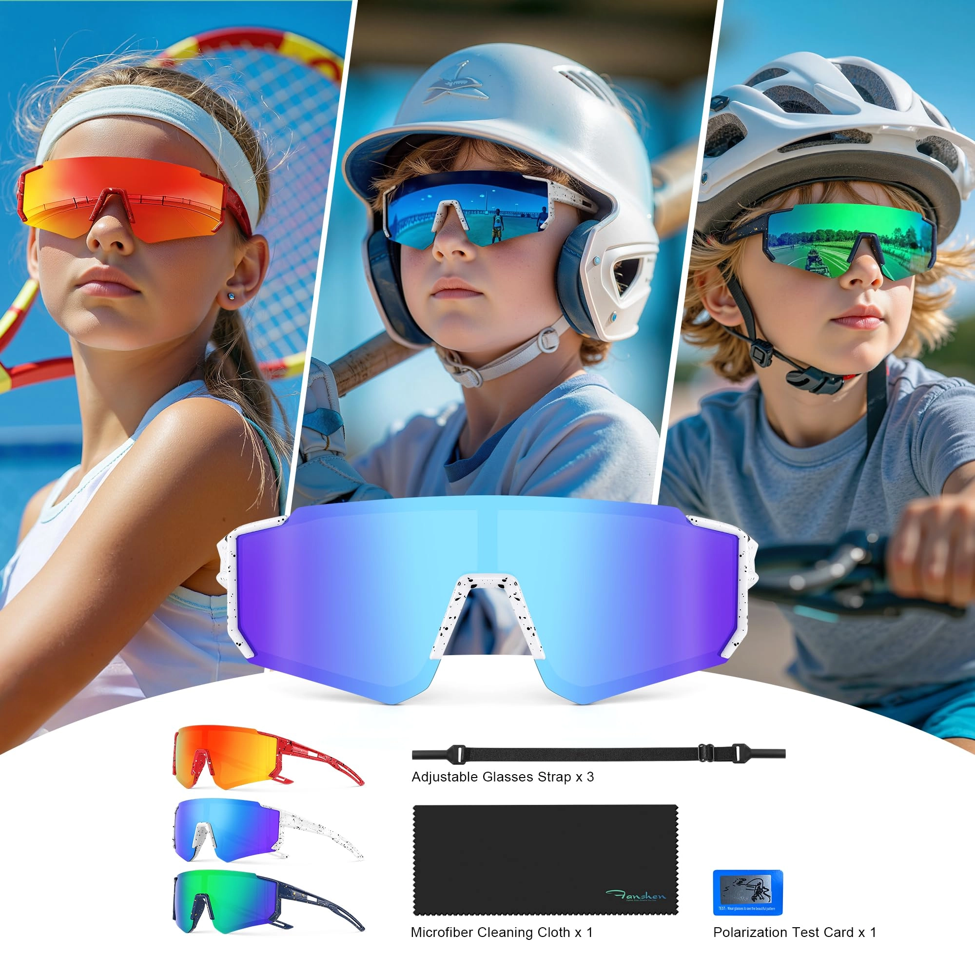 Kids Baseball Sunglasses - Multicolor Gift Set