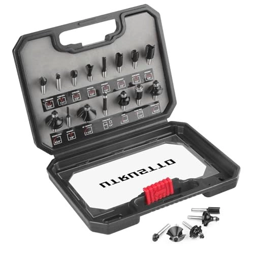 UTRUSTTO Router Bit Set - 14 Inch Shank 15 Pieces
