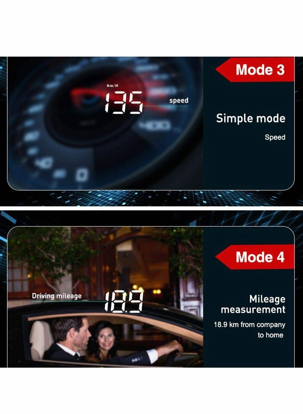 HUD Head-up Display - Multifunctional Overspeed Warning System OBD II