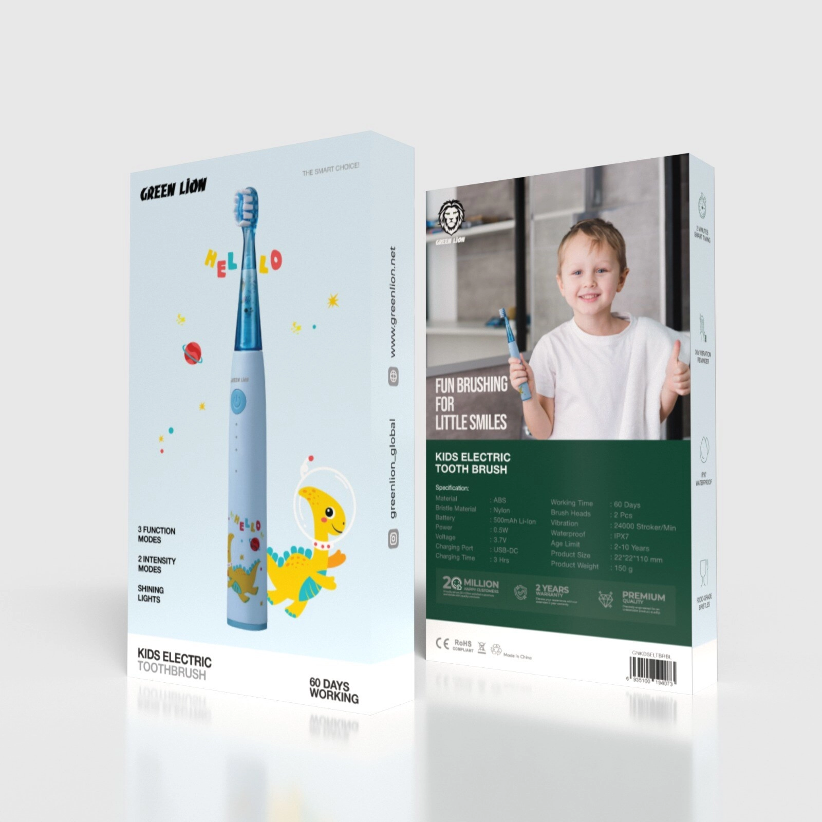 Kids Electric Toothbrush - 24000 Strokes/Min 500mAh