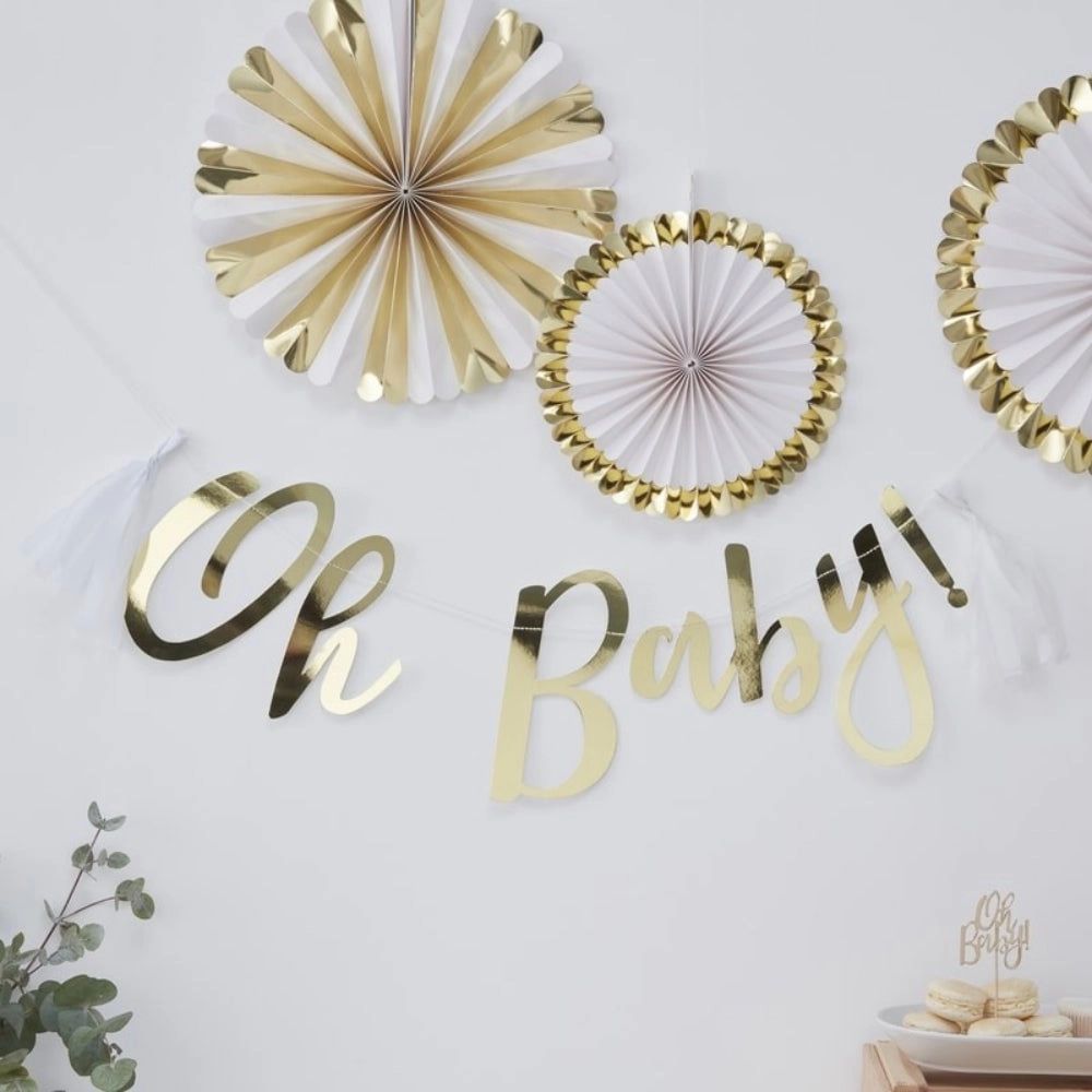 Party Zone Oh Baby Baby Shower Bunting Backdrop - 1 baby shower
