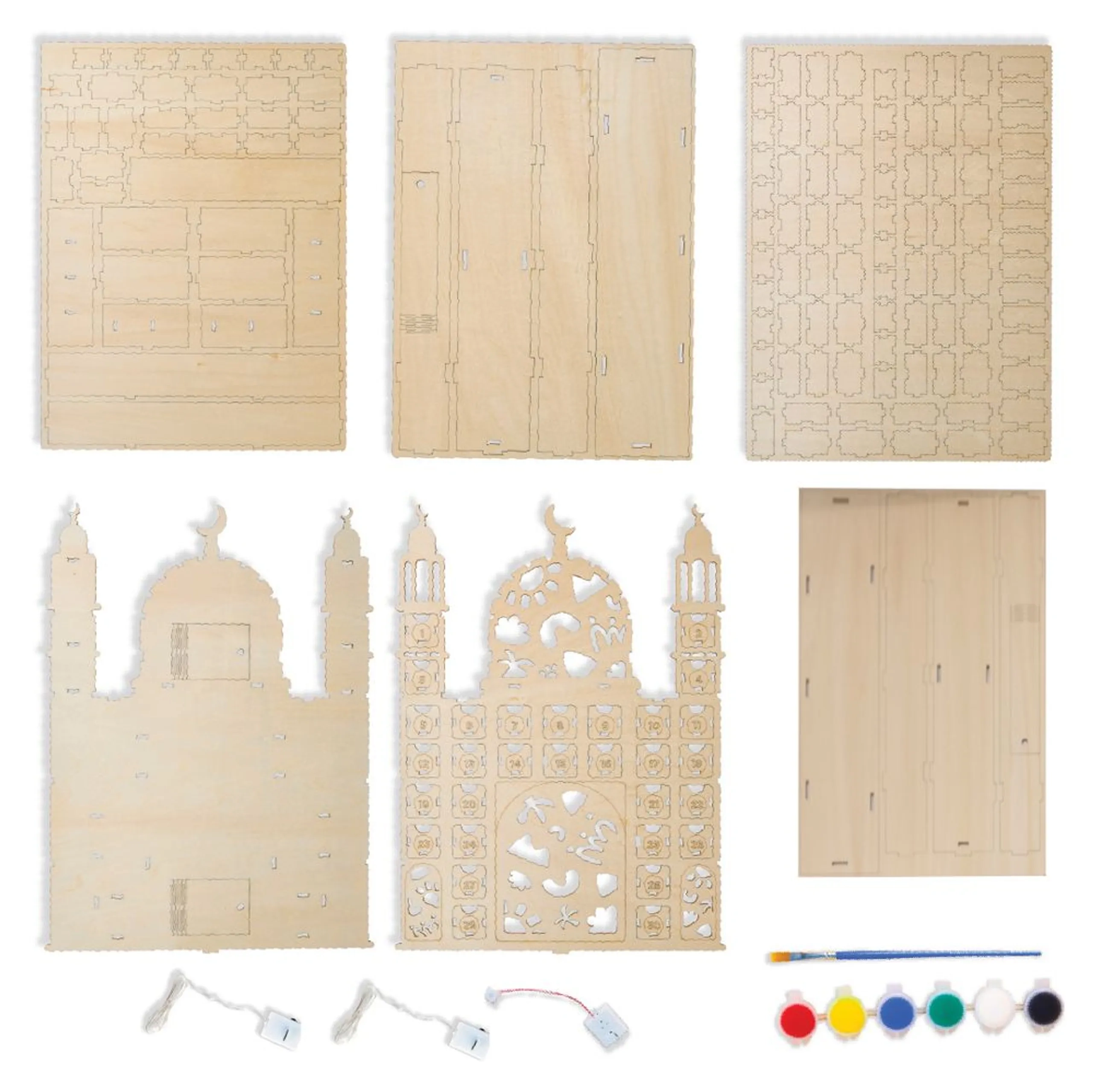 Ramadan Mosque Craft Kit - 44.5x31x4.5 cm LED lights paints and a brush