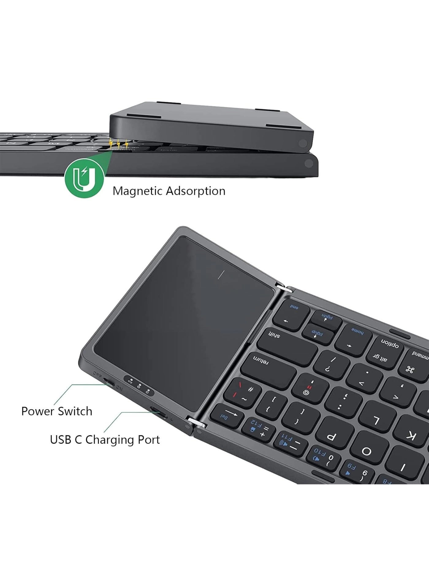 Foldable Bluetooth Keyboard with Touchpad - EN Wireless