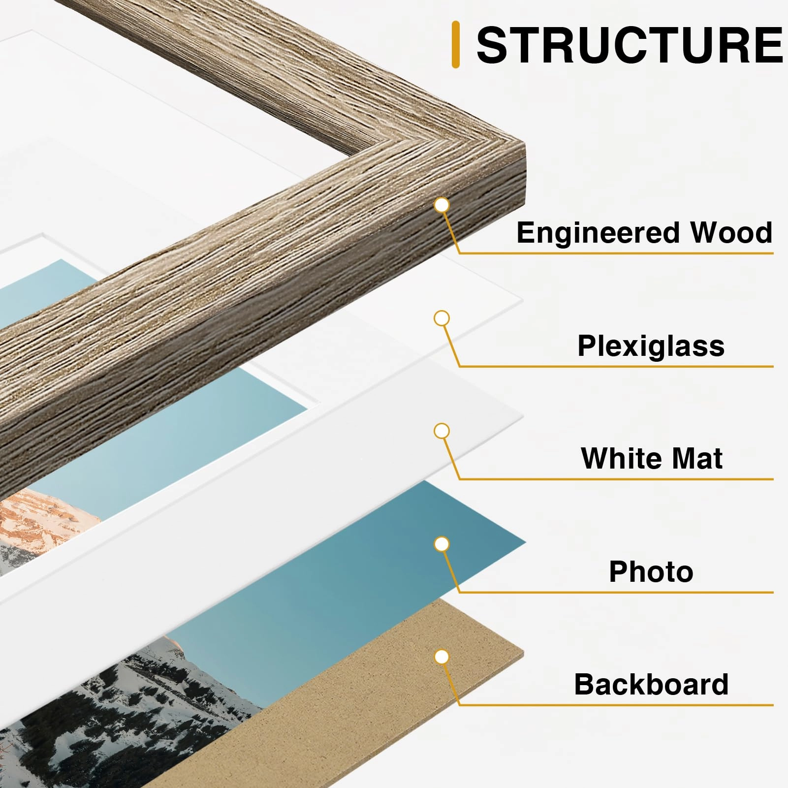 Picture Frames Set - 10 Pack Rustic Grey