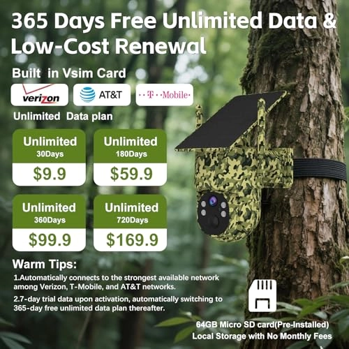 4G LTE Cellular Solar Security Camera 2K