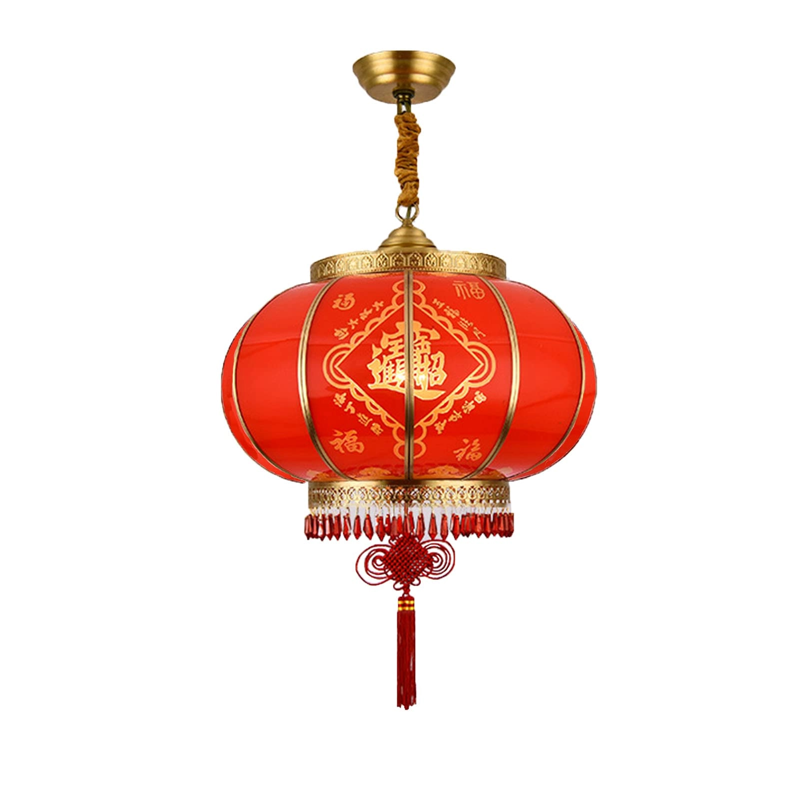 NSXBY E27 Full Copper Red Lantern Chandelier - 30*23cm 6pc
