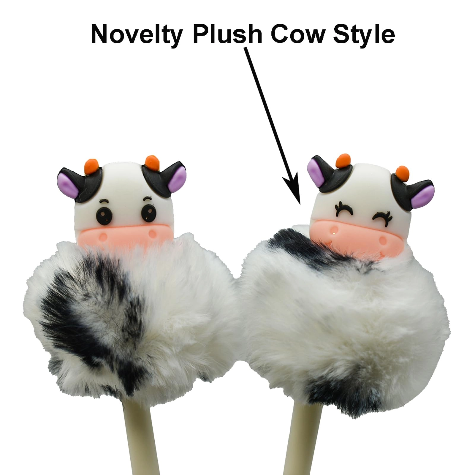 Plush Milk Cow Pom Pom Pen - 4 PCS 0.5 mm