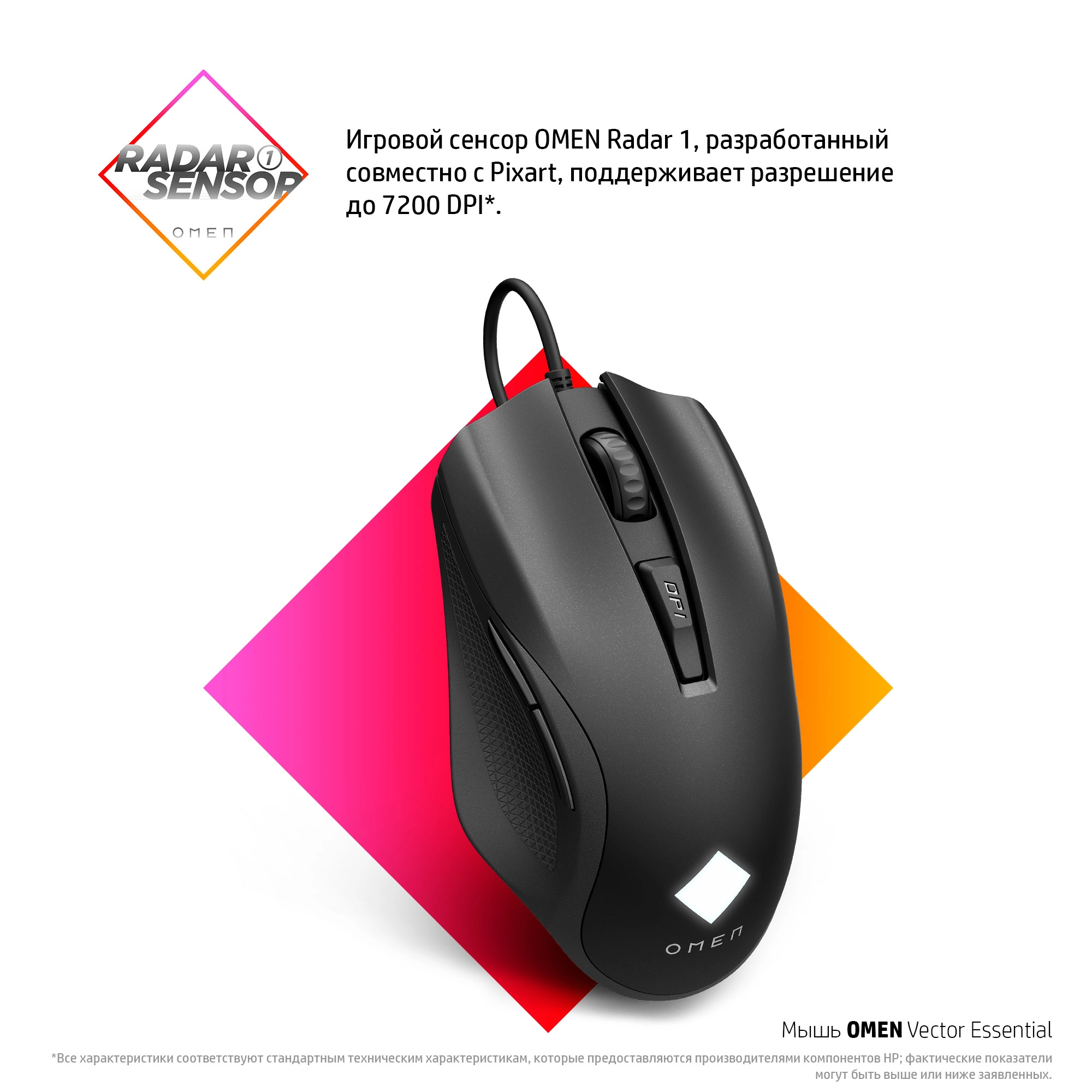 OMEN Vector Essential Gaming Mouse - OMEN Radar 1 Pixart Sensor