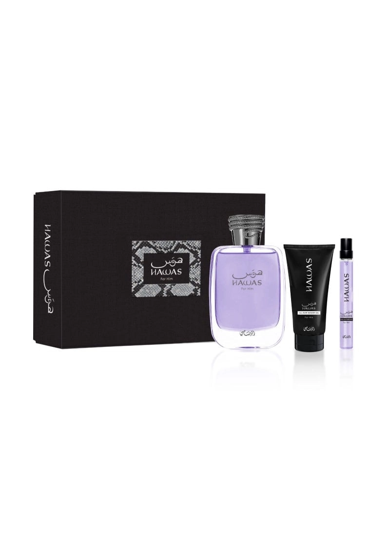 Rasasi Hawas Men + Shower Gel - Eau de Parfum 3 Pieces
