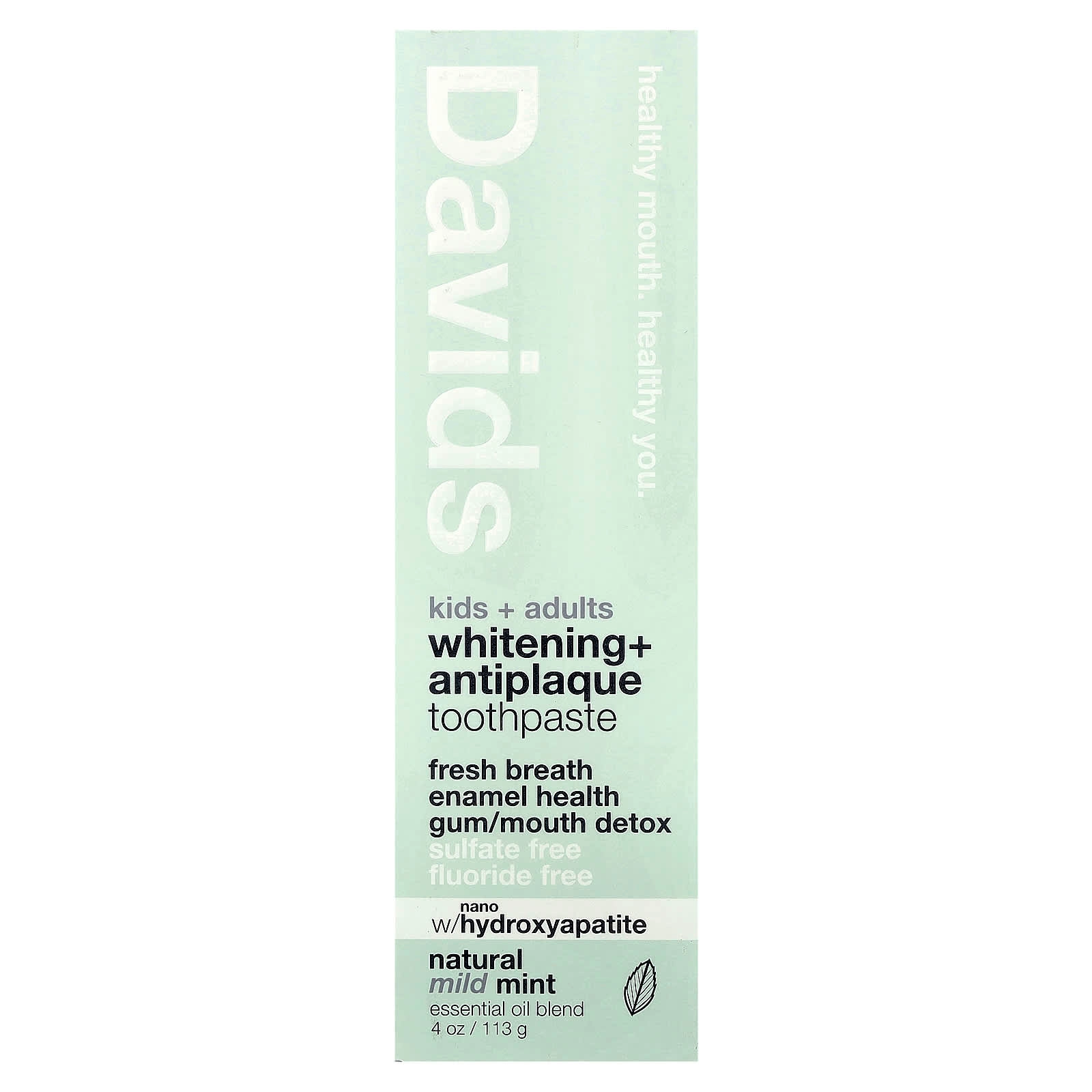 Whitening + Antiplaque Natural Mild Mint Toothpaste Kids + Adults 113 g