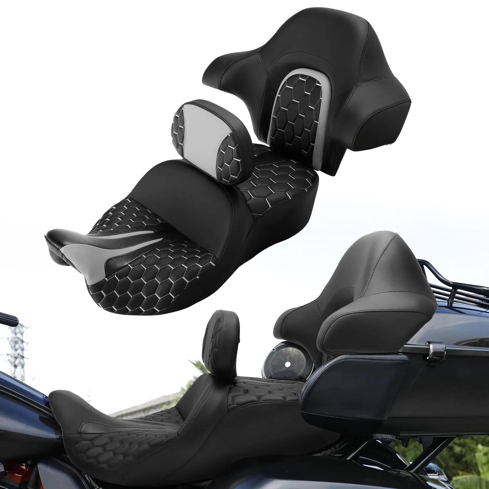DCXXAN Double Seat Backrest - Harley Road Glide Ultra FLTRU 2016 2017 2018 2019