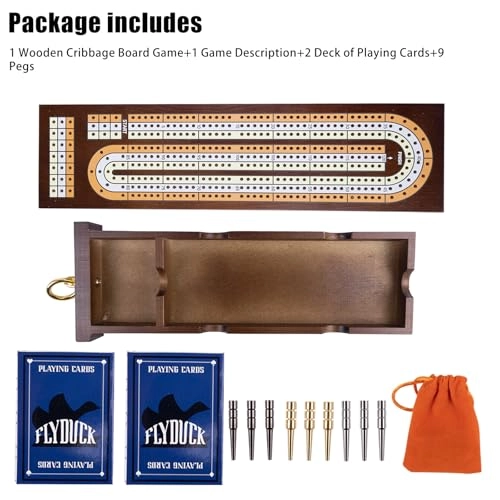 Cribbage Board - 3 Track Solid Wood 2 Decks