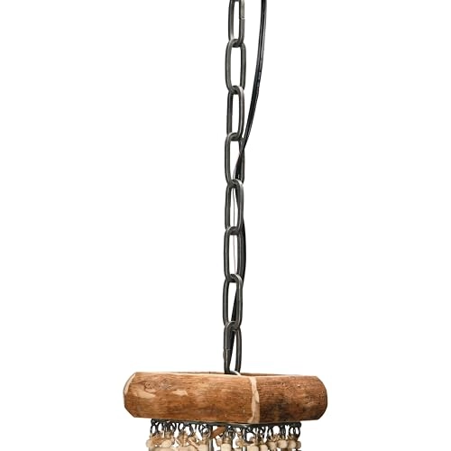 DA1910 - Wood & Metal Framed Chandelier Wood Bead Draping