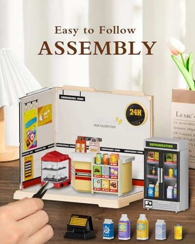 Miniature Convenience Store Kit - Plastic Cream-colored