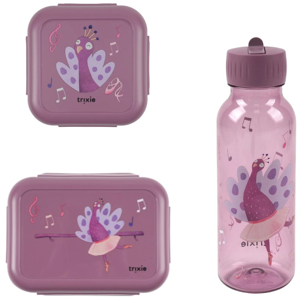 TRIXIE Lunch Box + Snack Box + Tritan Bottle - Mrs. Peacock 500ml