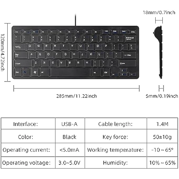 MINI USB SLIM 78 KEY - QWERTY Wired