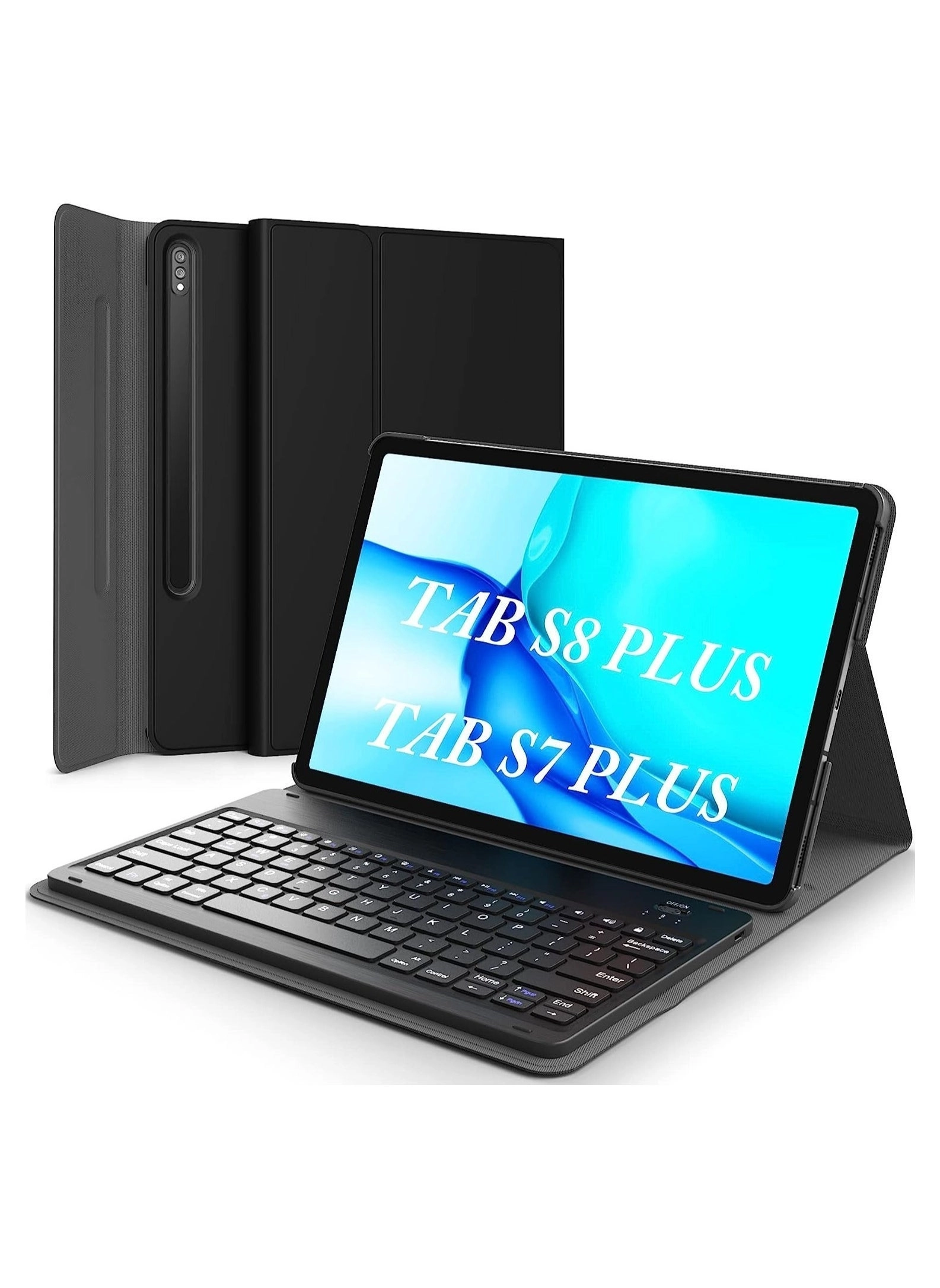 Keyboard Case with S Pen Holder for Galaxy Tab S8+ (2022) 12.4-inch, Tab S7 FE (2021) 12.4-inch, Tab S7+ 12.4-inch