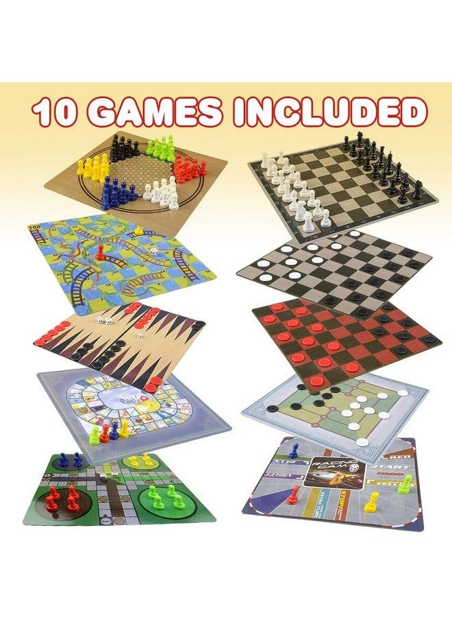 10 in 1 Board Game Set - Travel-Friendly Multicolor