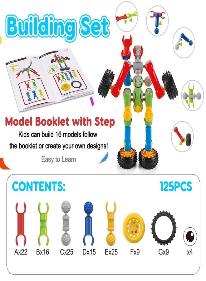 STEM Building Toys - 125 Pcs Ages 3+ Colorful