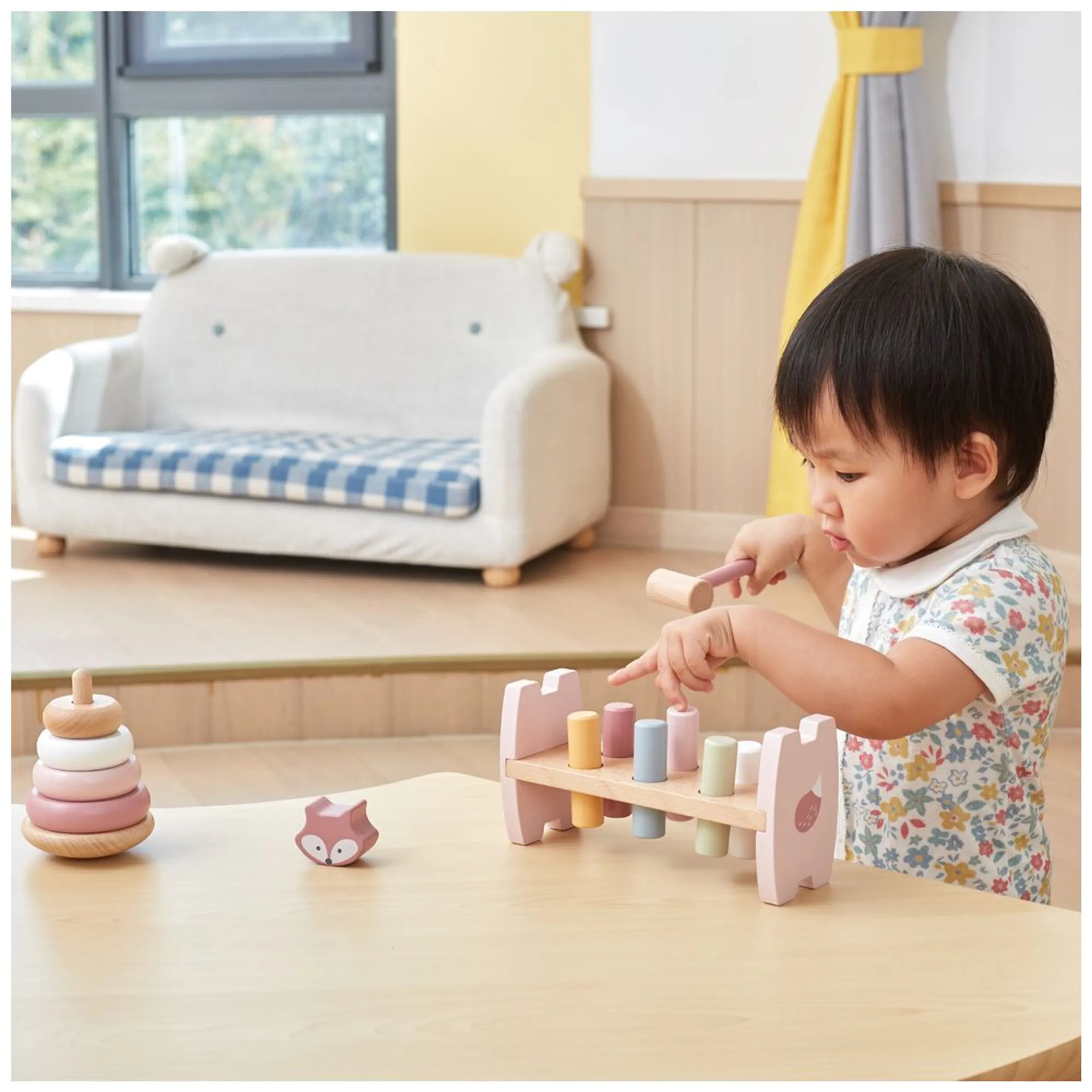 Fox Stacker And Pounding Bench Toy - Suitable for 12 months and above